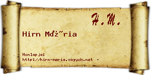 Hirn Mária névjegykártya